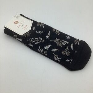 Tavi Aria Grip Socks Ebony Floral Organic Cotton Non Slip Yoga Size Small New